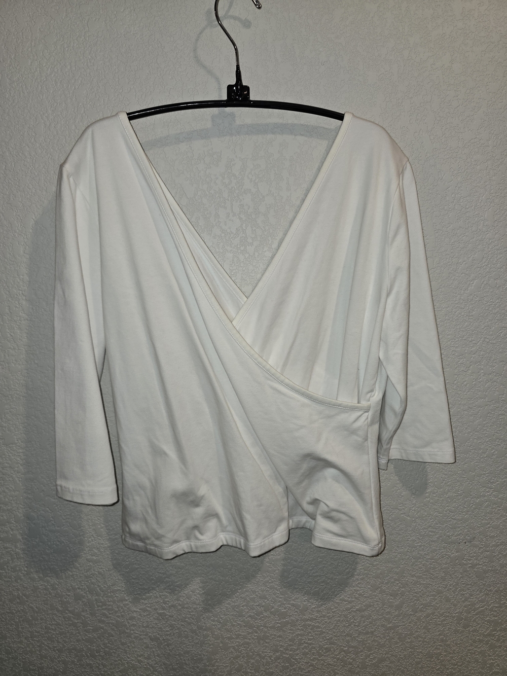 Soft Surroundings White Surplice Reversible V-Neck Top - Size Large - Picture 2 of 3